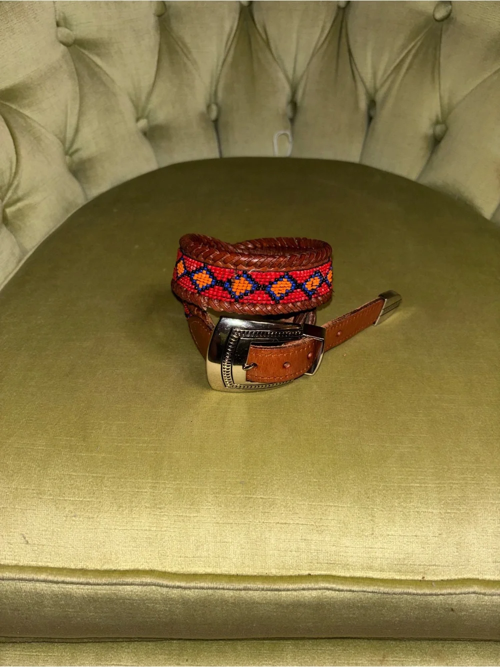 New Gammon Shire Bead Western Belt Cowboy Full Grain Leather Removable Buckle XS